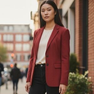 Vintage Valentino Night Red Black Wool Four Button Blazer 12